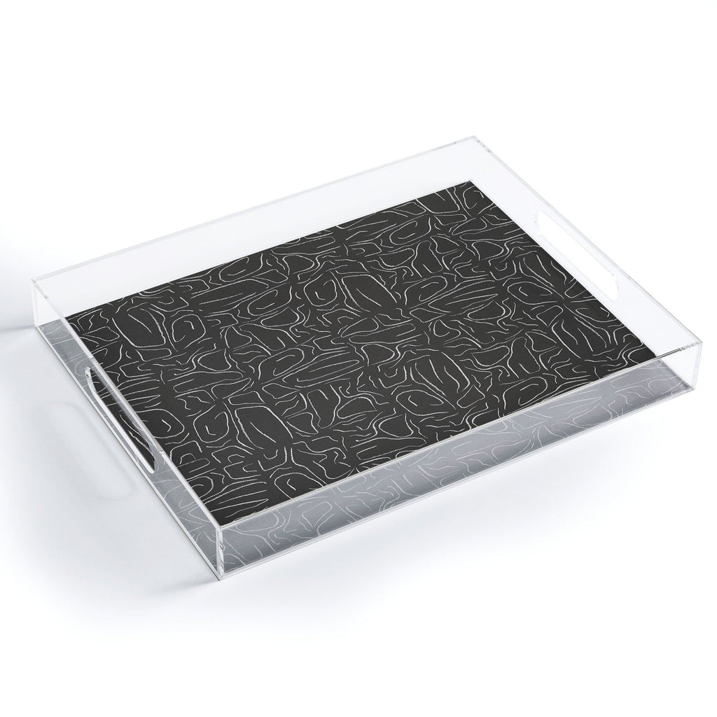 DENY Designs Abstract Lines Black Acrylic Tray