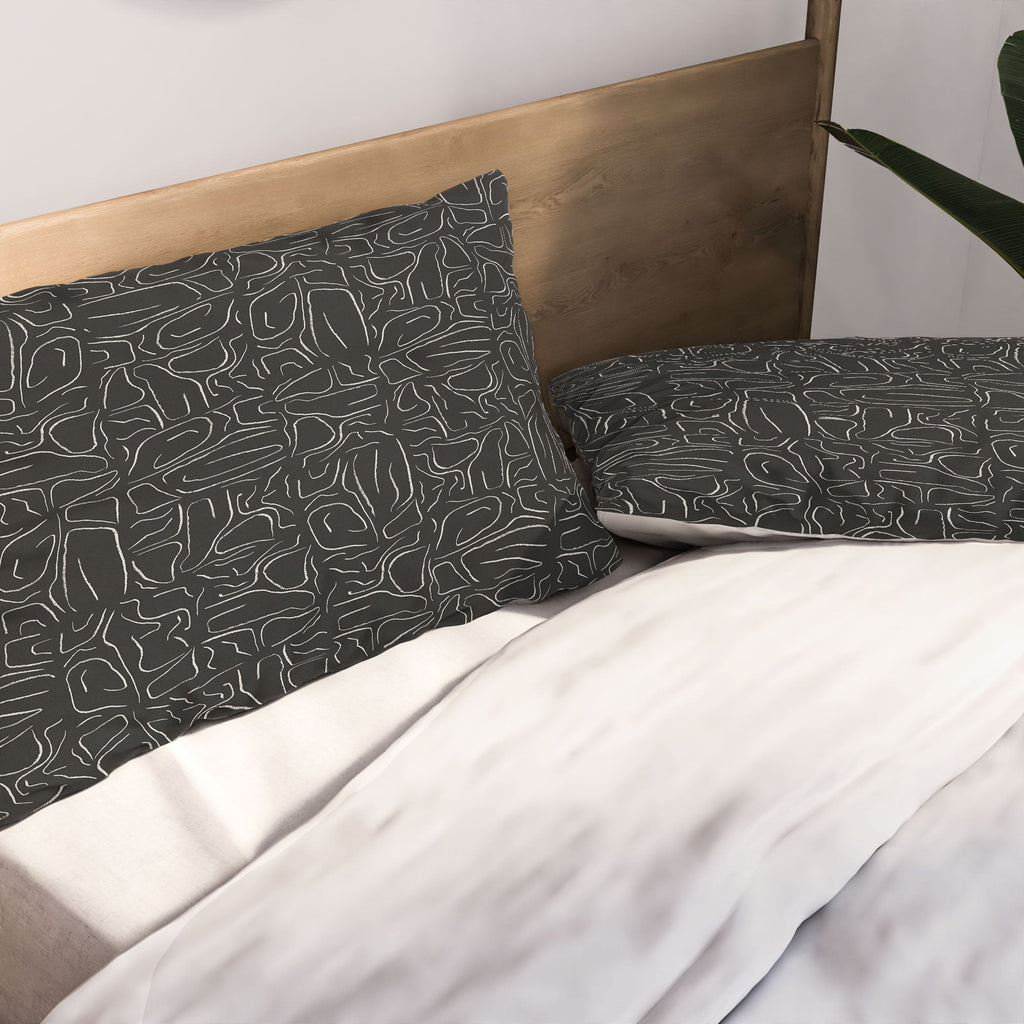 DENY Designs Abstract Lines Black Pillow Shams