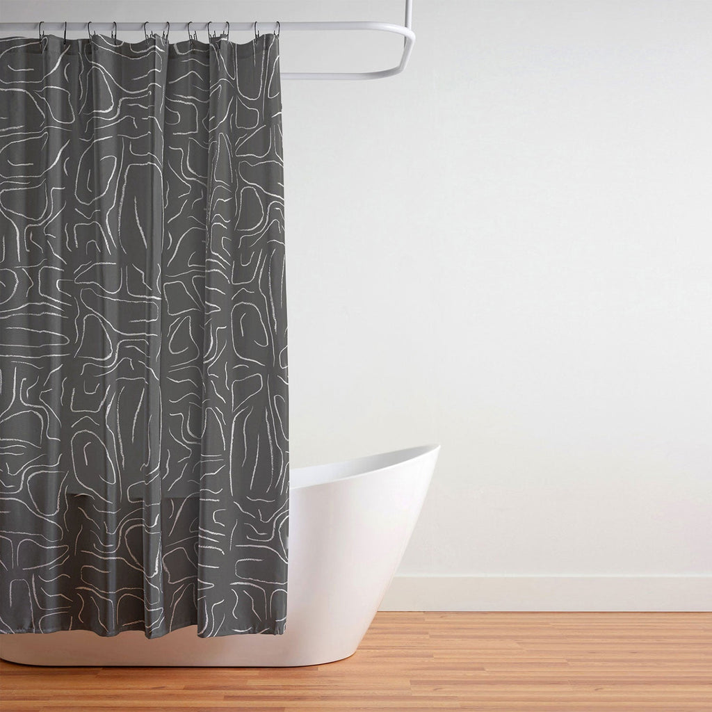 DENY Designs Abstract Lines Black Shower Curtain