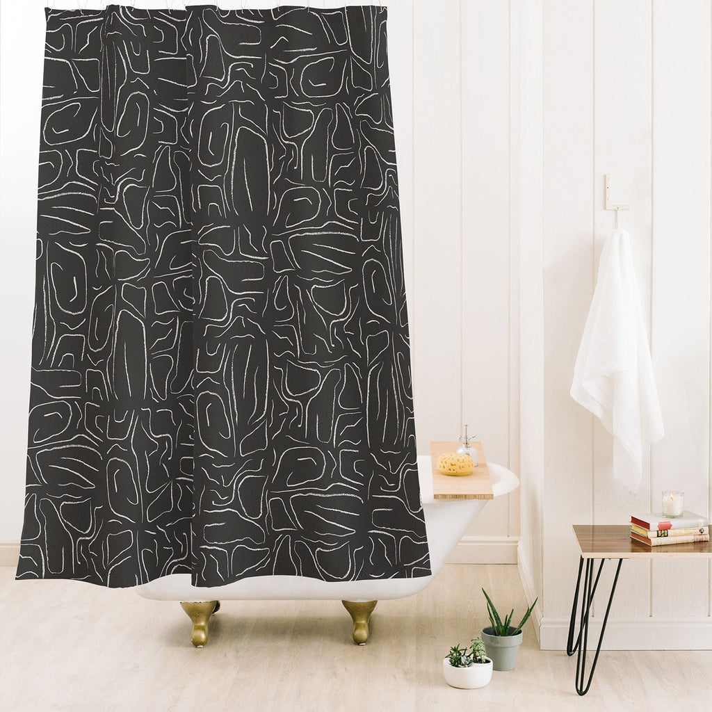 DENY Designs Abstract Lines Black Shower Curtain