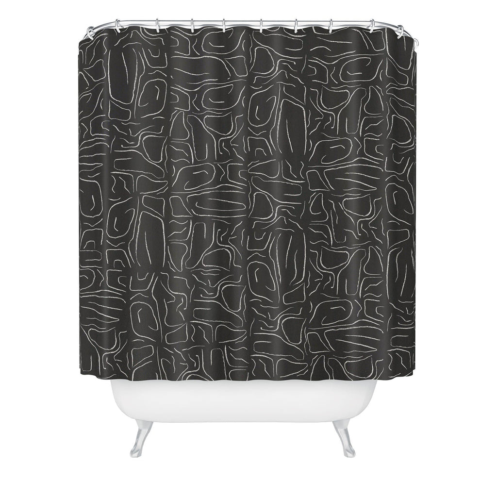 DENY Designs Abstract Lines Black Shower Curtain