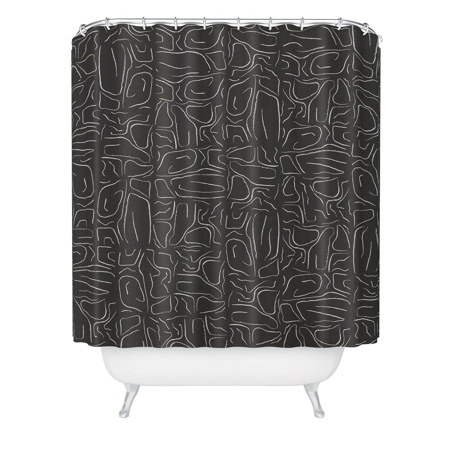 DENY Designs Abstract Lines Black Shower Curtain