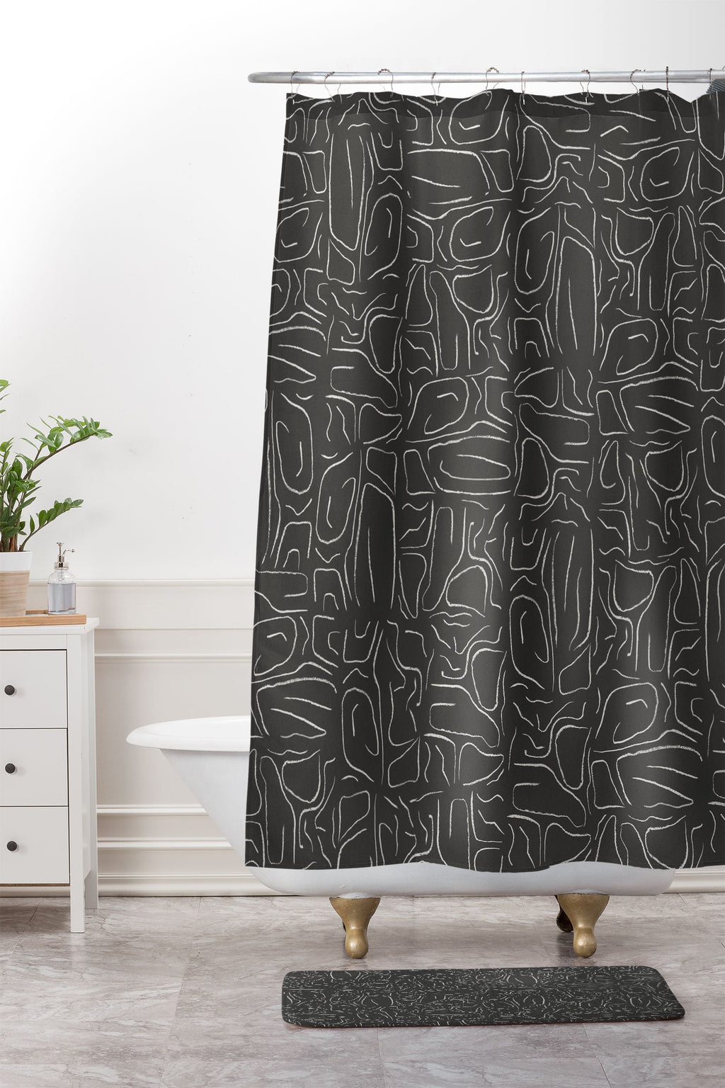 DENY Designs Abstract Lines Black Memory Foam Bath Mat