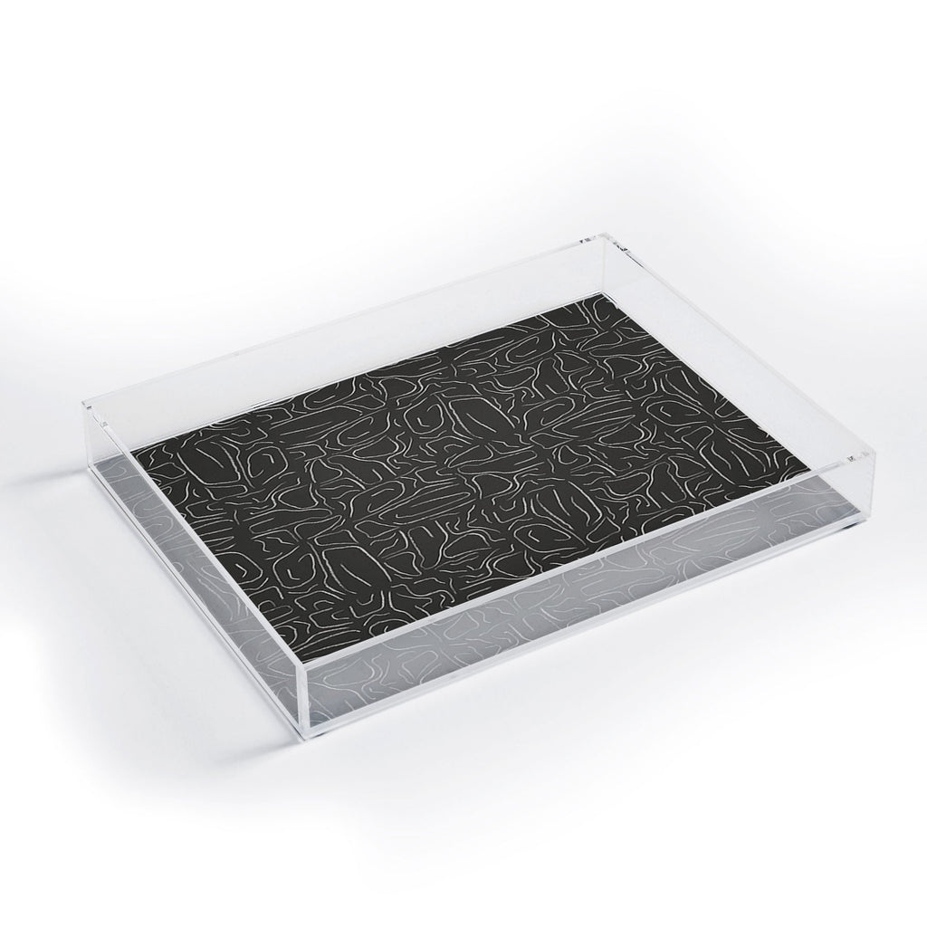 DENY Designs Abstract Lines Black Acrylic Tray