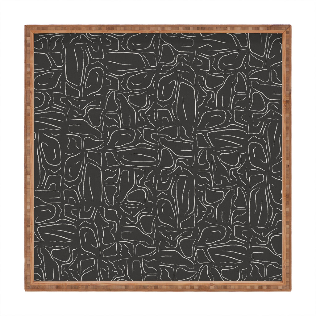 DENY Designs Abstract Lines Black Square Tray