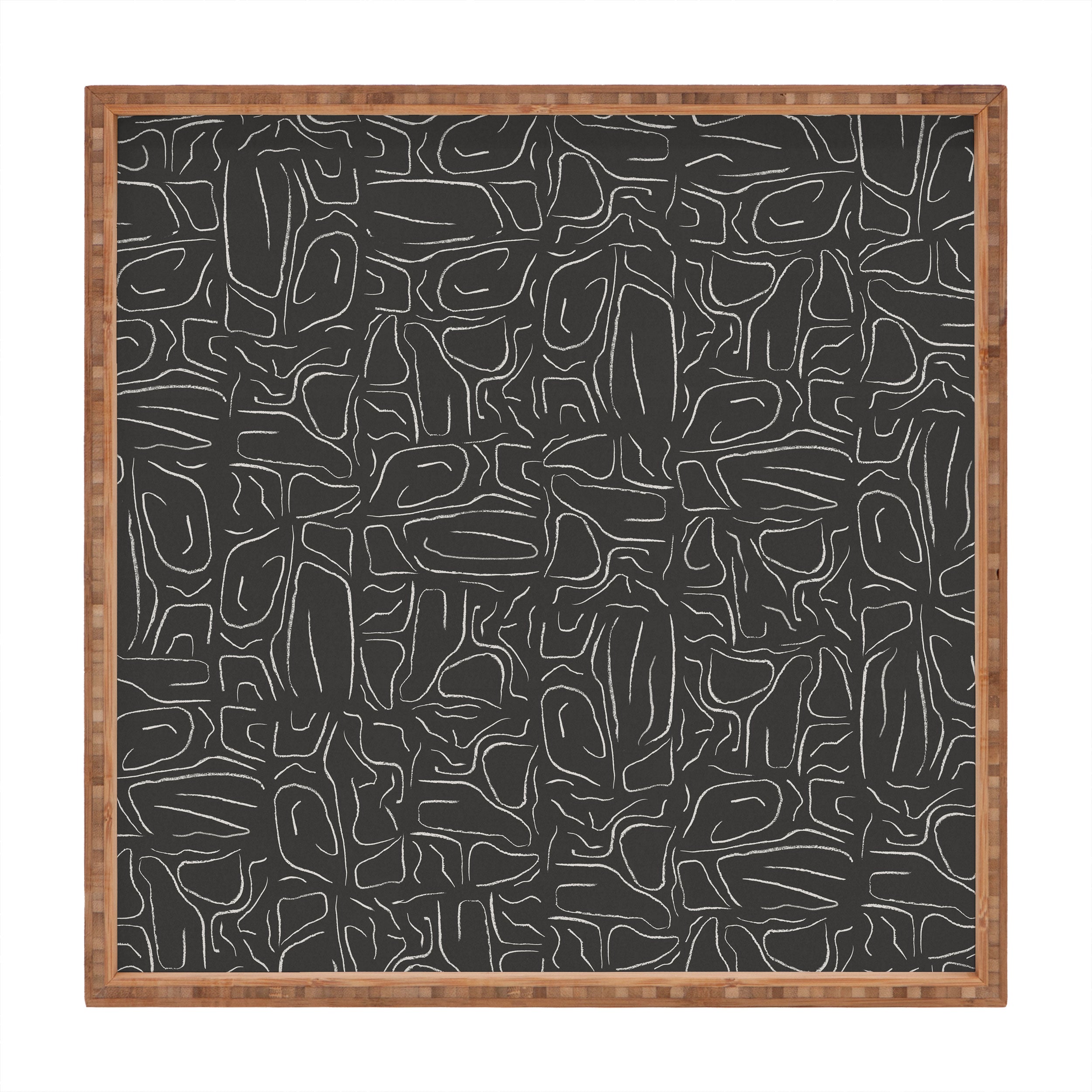 DENY Designs Abstract Lines Black Square Tray