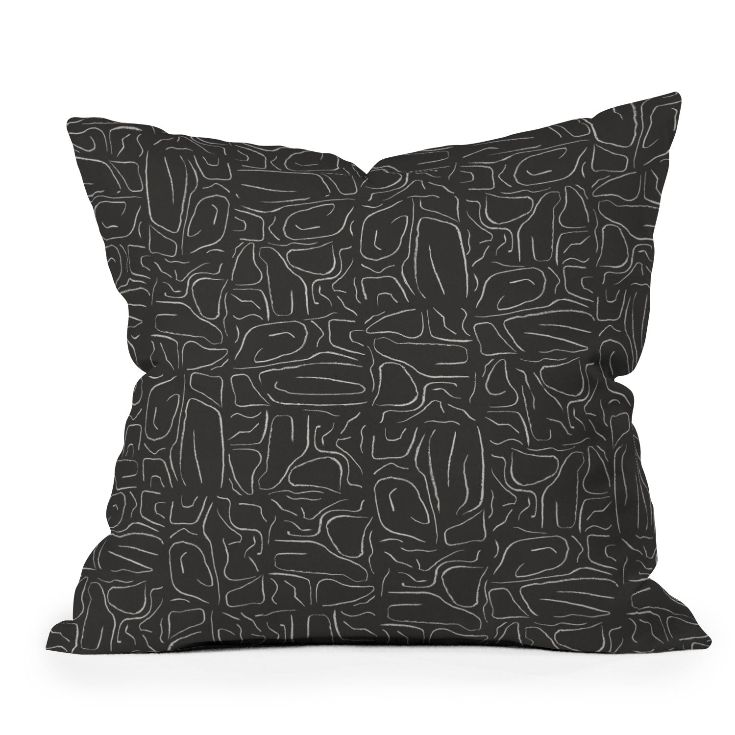 DENY Designs Abstract Lines Black Outdoor Throw Pillow