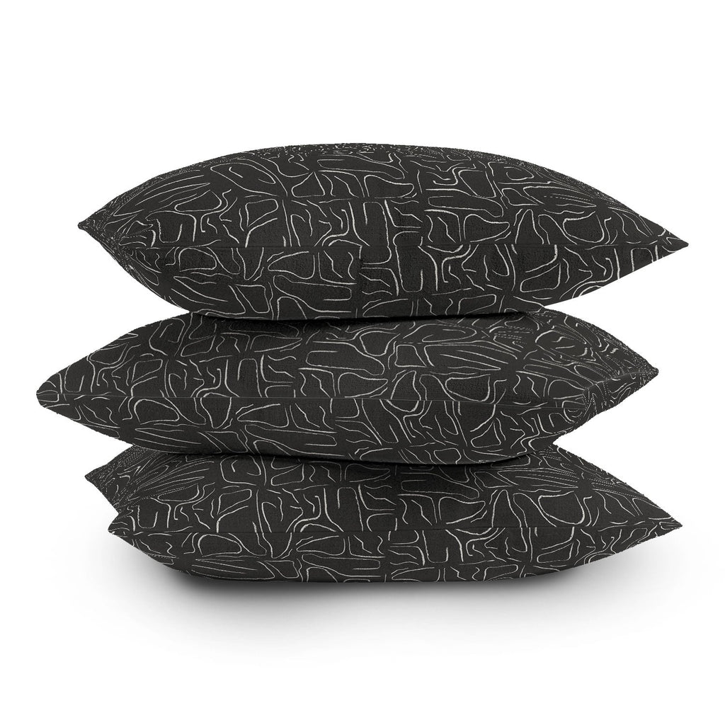 DENY Designs Abstract Lines Black Outdoor Throw Pillow