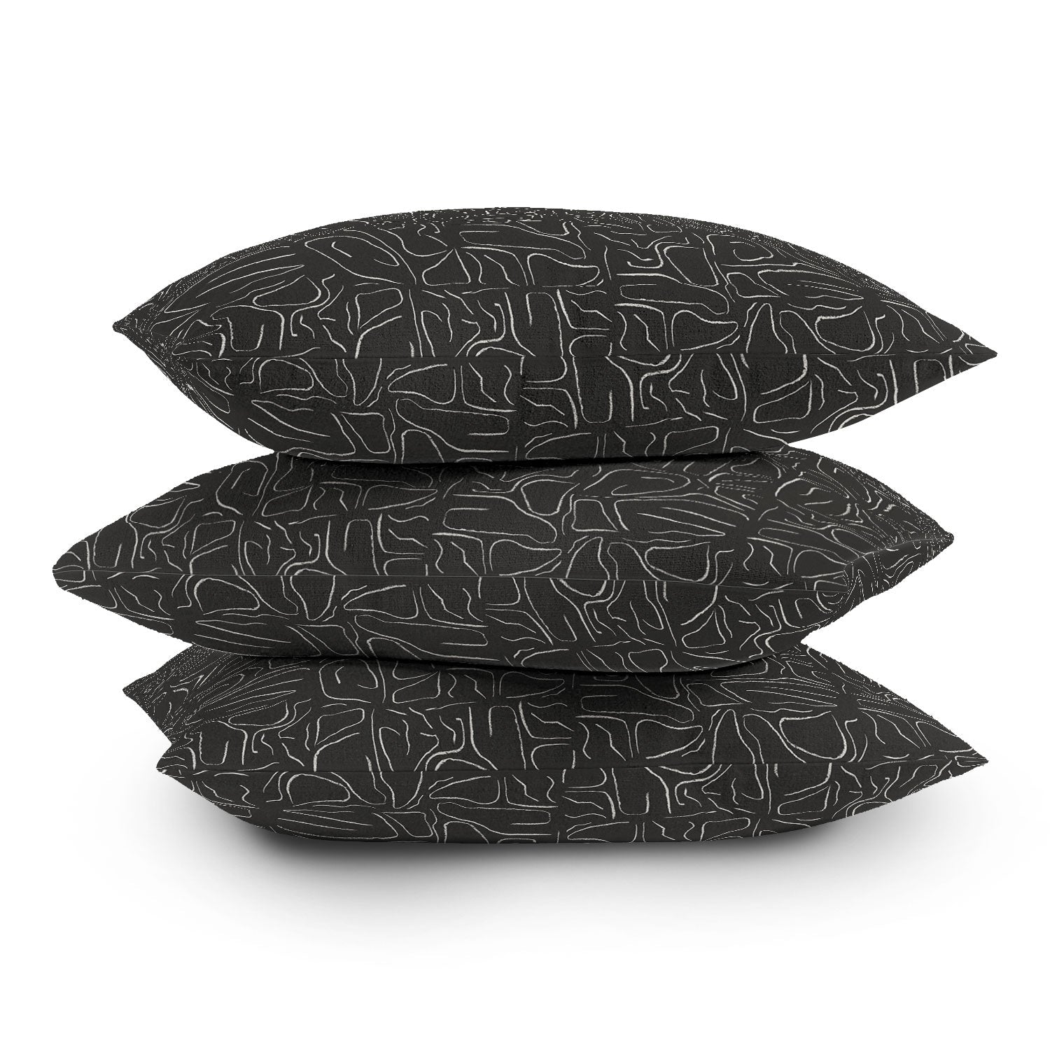 DENY Designs Abstract Lines Black Outdoor Throw Pillow