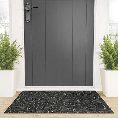 DENY Designs Abstract Lines Black Welcome Mat