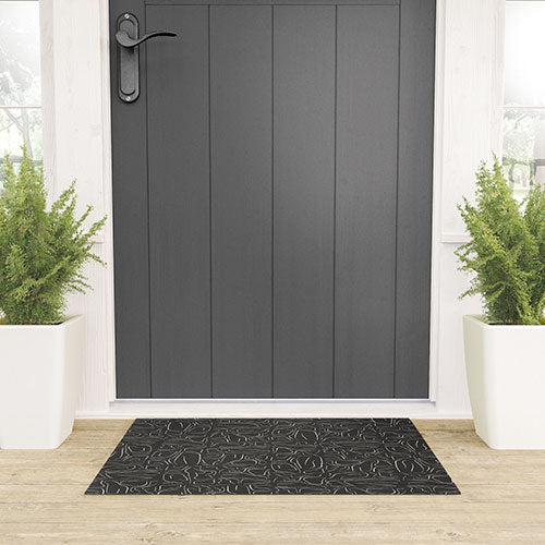 DENY Designs Abstract Lines Black Welcome Mat