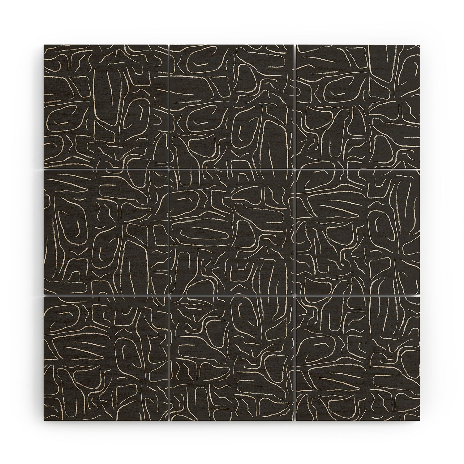 DENY Designs Abstract Lines Black Wood Wall Mural