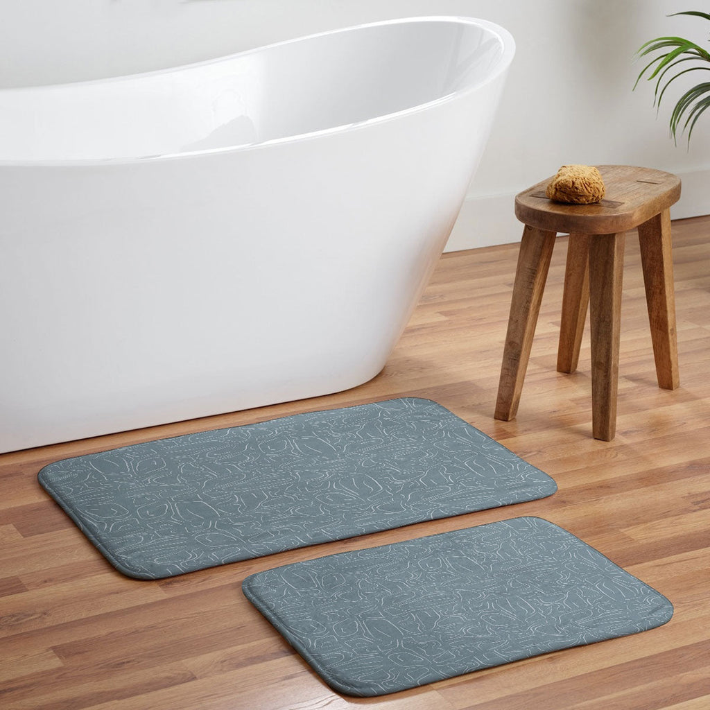 DENY Designs Abstract Lines Blue Memory Foam Bath Mat
