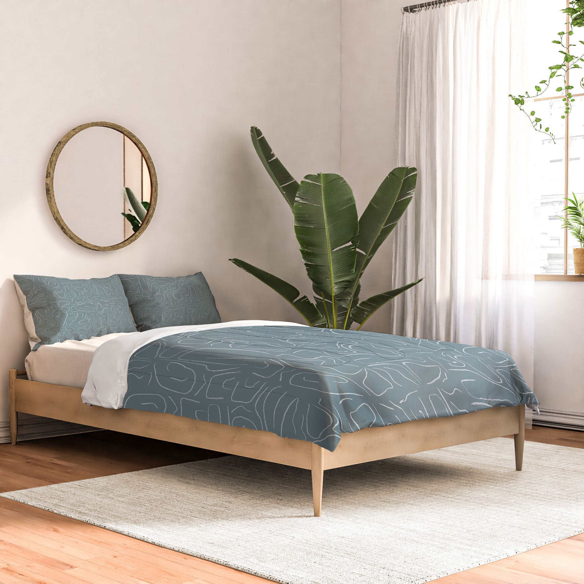 DENY Designs Abstract Lines Blue Comforter