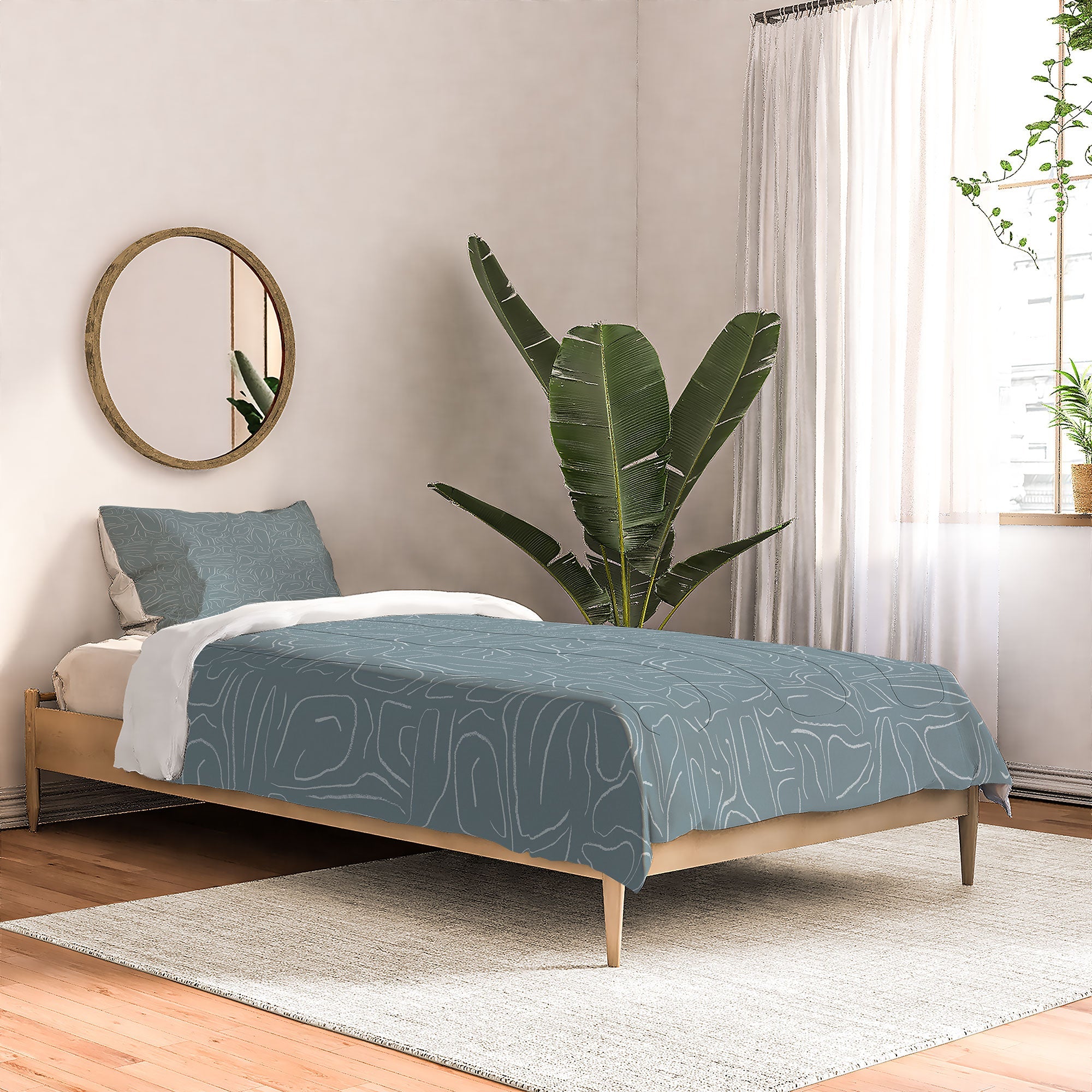 DENY Designs Abstract Lines Blue Comforter