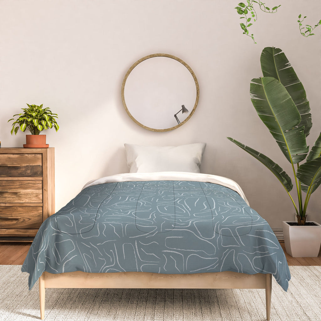 DENY Designs Abstract Lines Blue Comforter