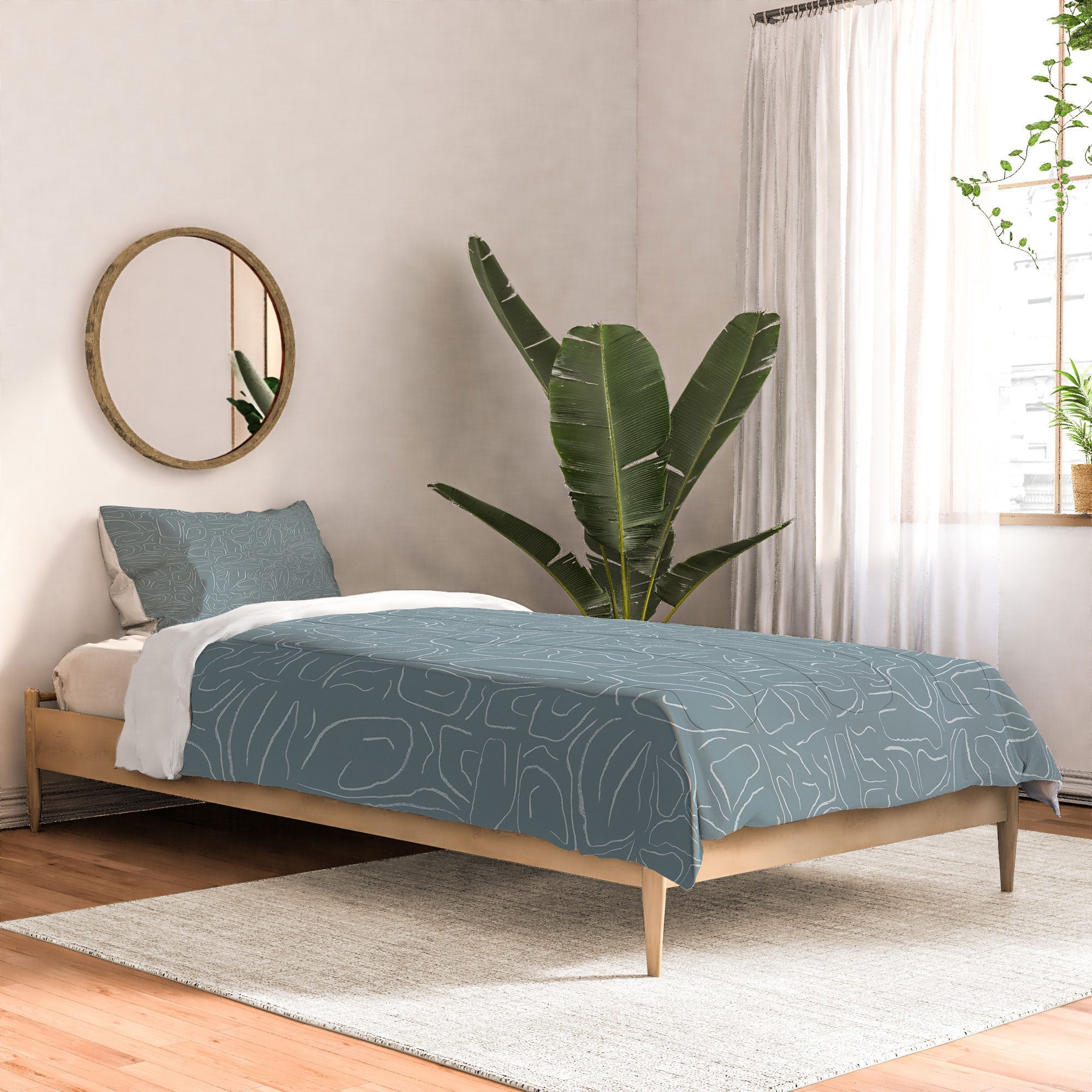 DENY Designs Abstract Lines Blue Comforter
