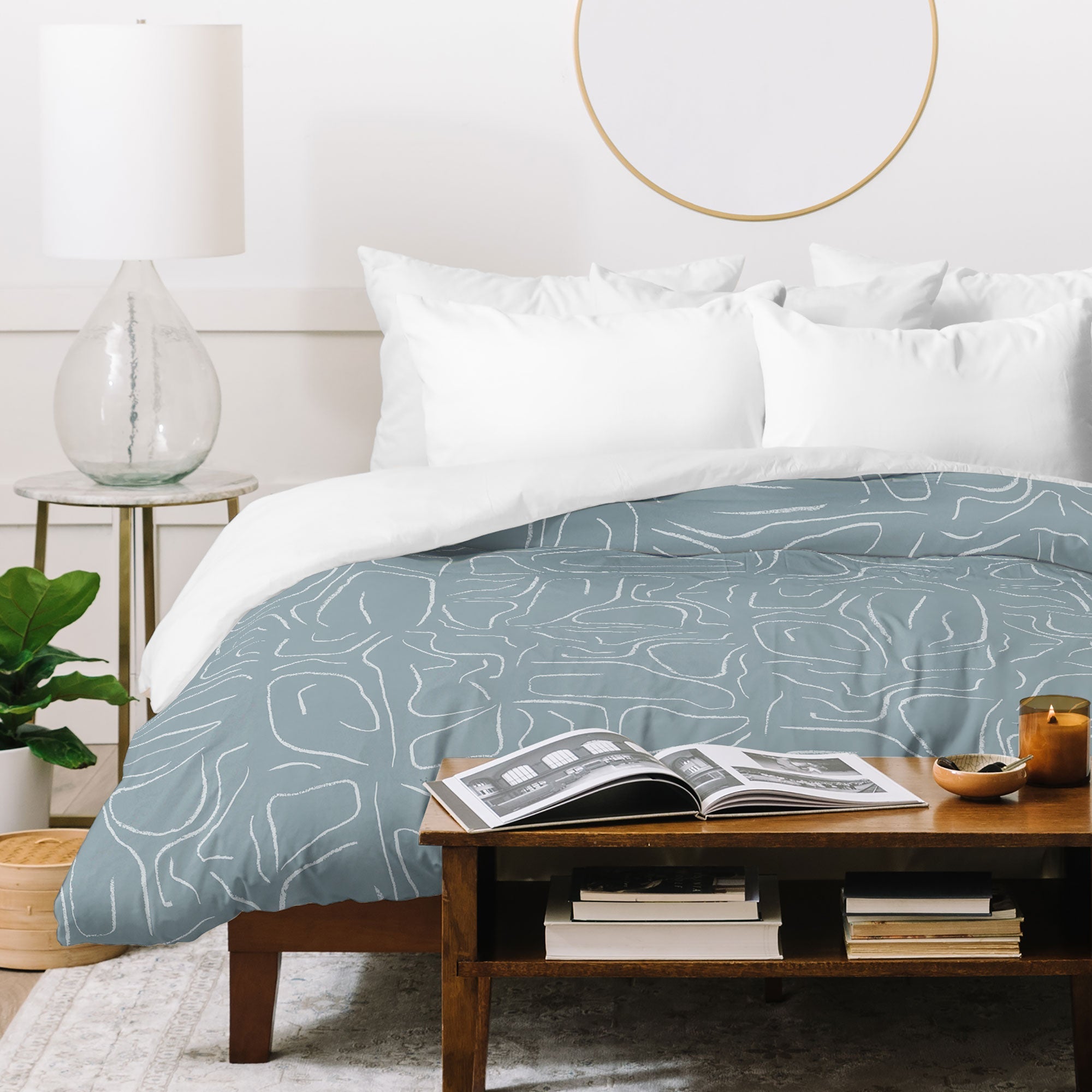 DENY Designs Abstract Lines Blue Duvet Cover