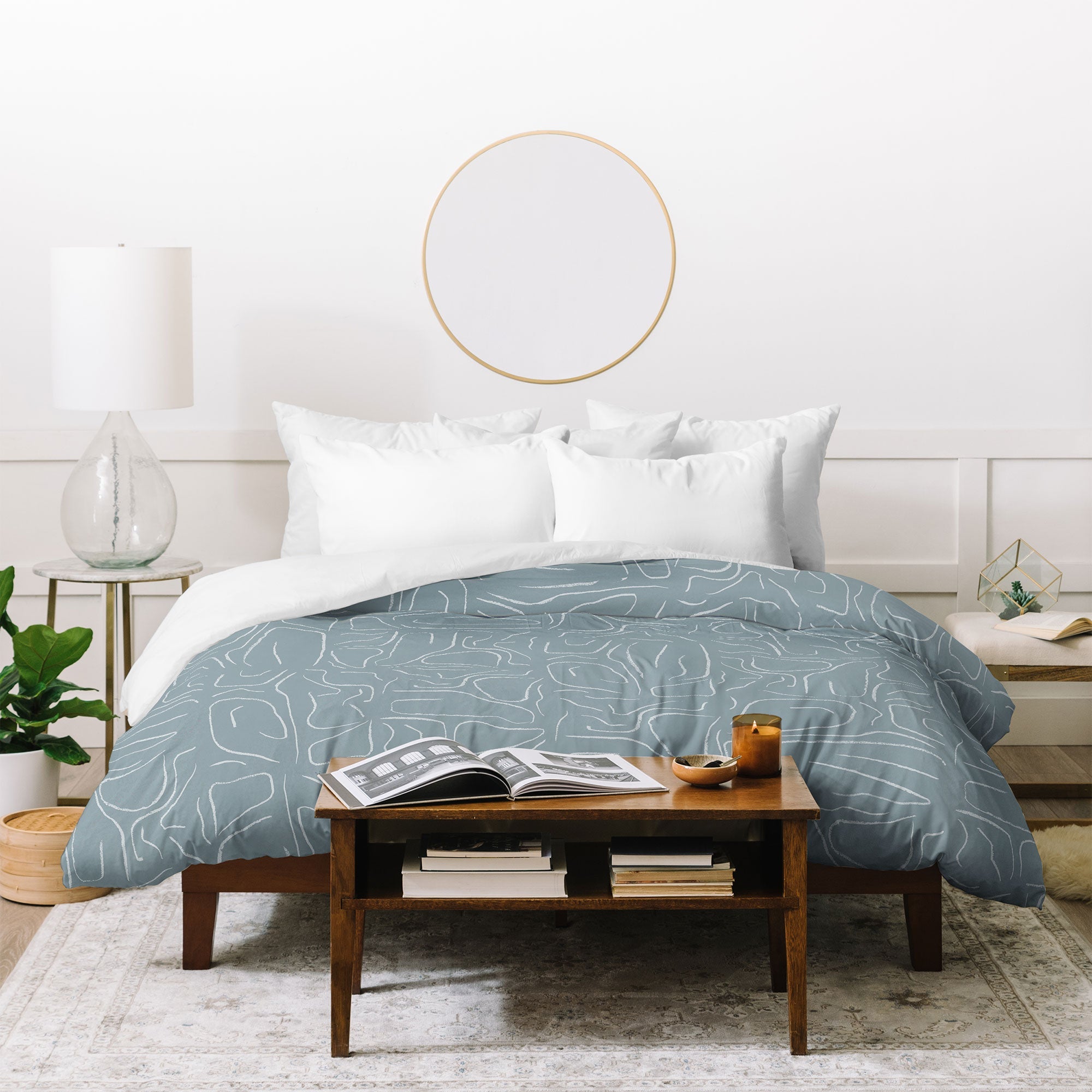 DENY Designs Abstract Lines Blue Duvet Cover