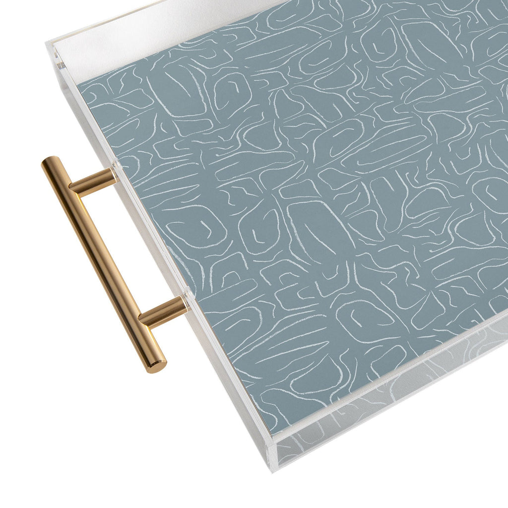 DENY Designs Abstract Lines Blue Acrylic Tray