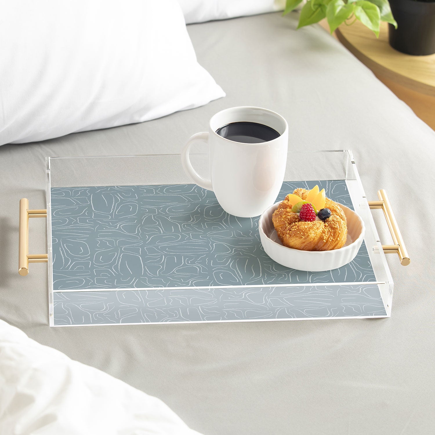 DENY Designs Abstract Lines Blue Acrylic Tray