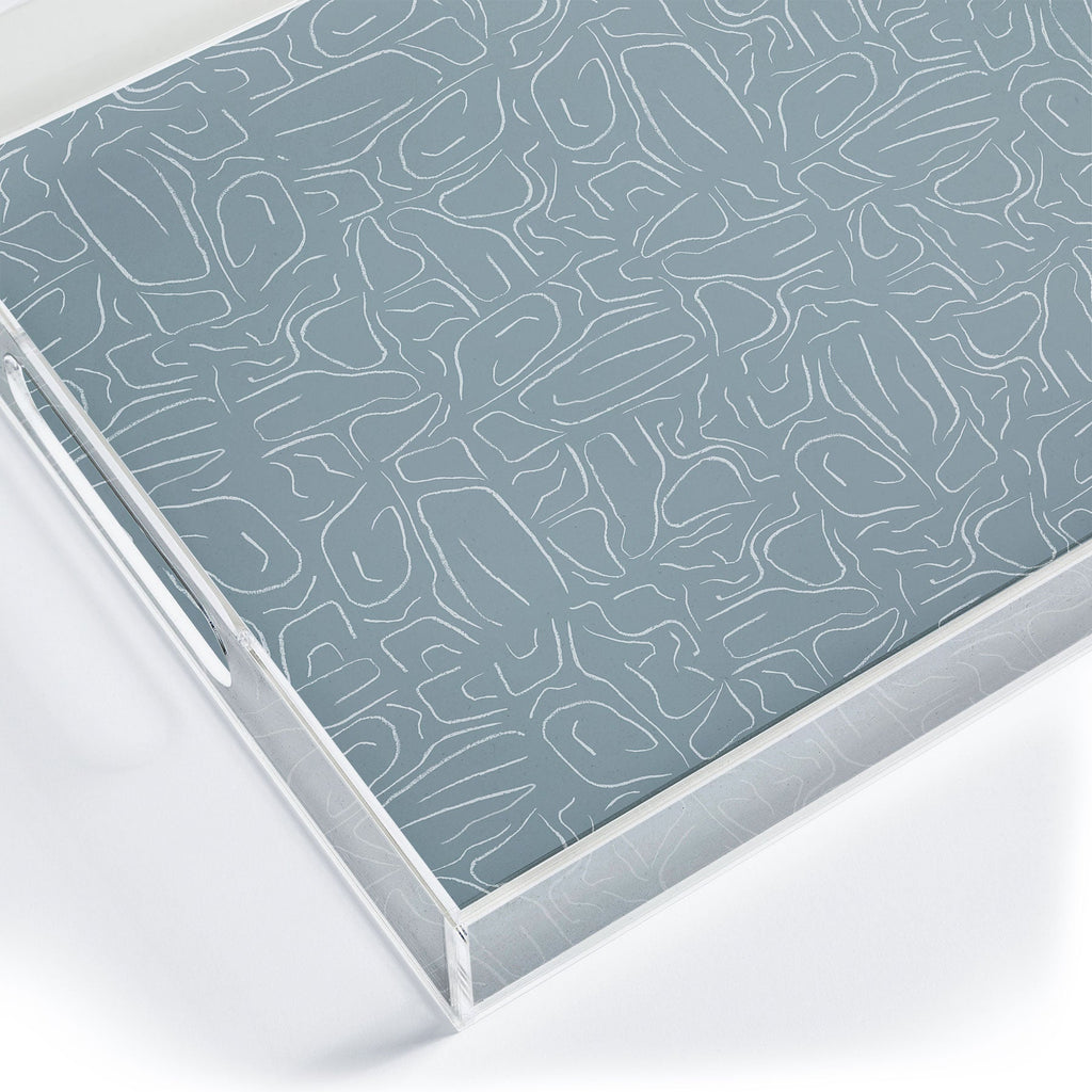 DENY Designs Abstract Lines Blue Acrylic Tray