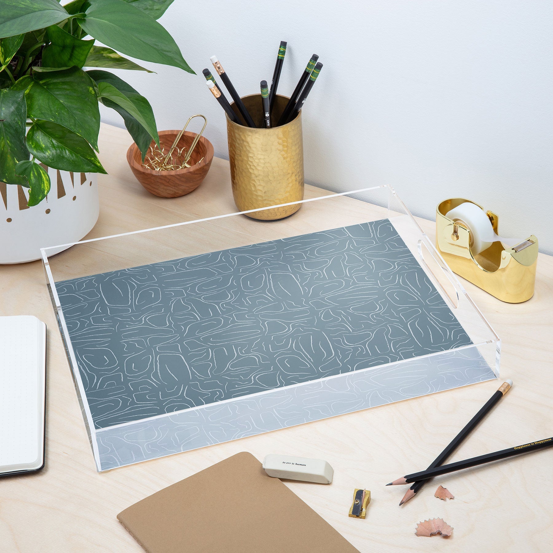 DENY Designs Abstract Lines Blue Acrylic Tray