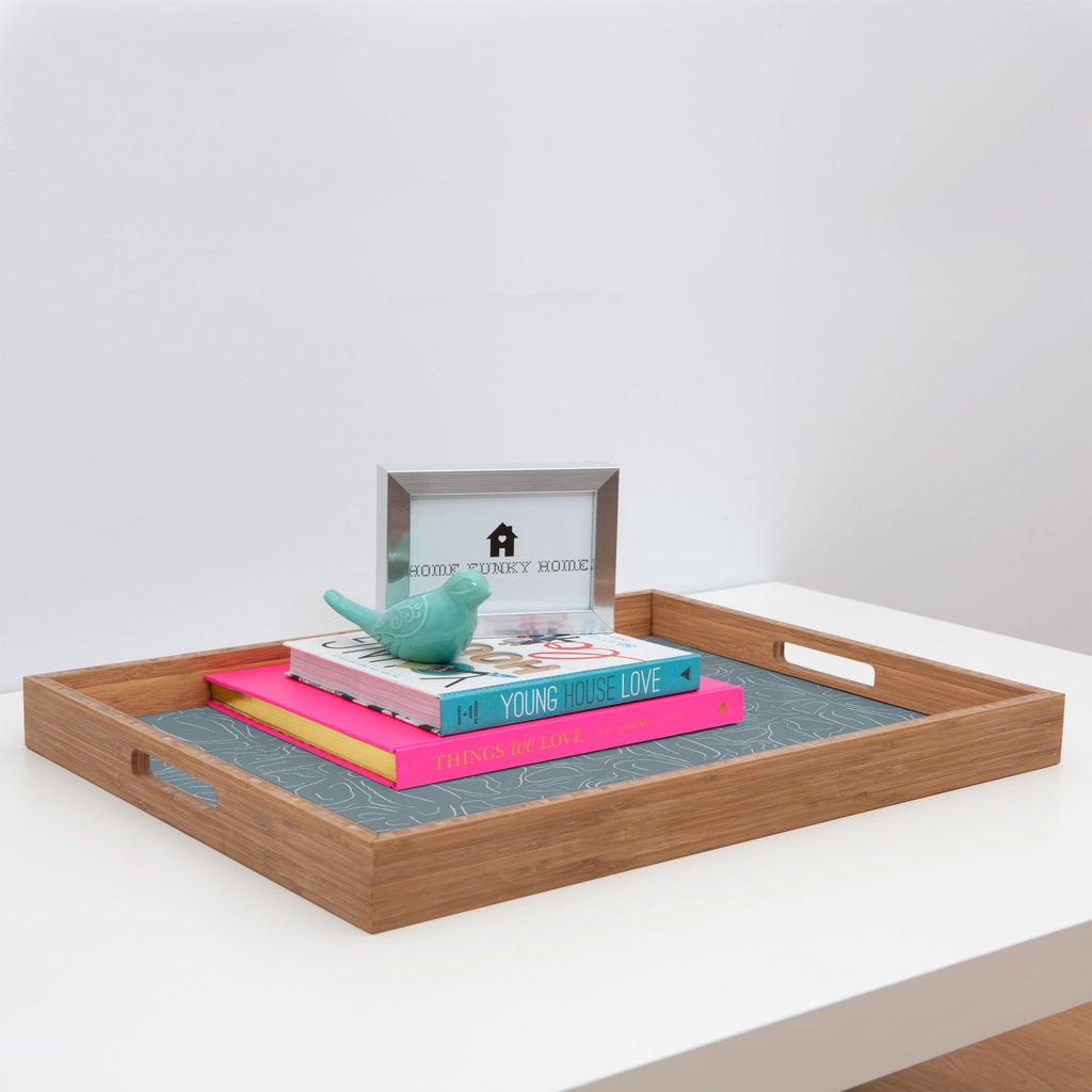 DENY Designs Abstract Lines Blue Rectangular Tray
