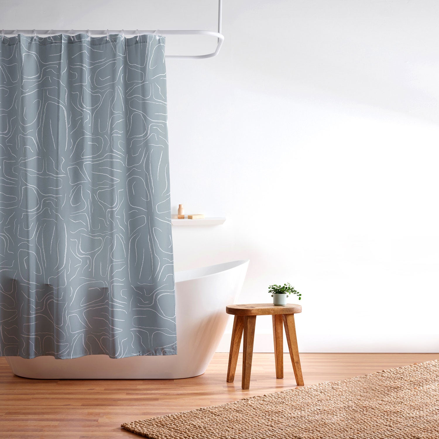 DENY Designs Abstract Lines Blue Shower Curtain