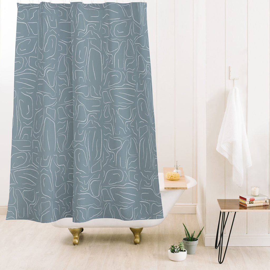 DENY Designs Abstract Lines Blue Shower Curtain