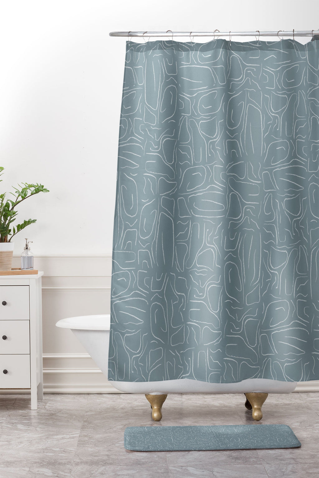 DENY Designs Abstract Lines Blue Memory Foam Bath Mat