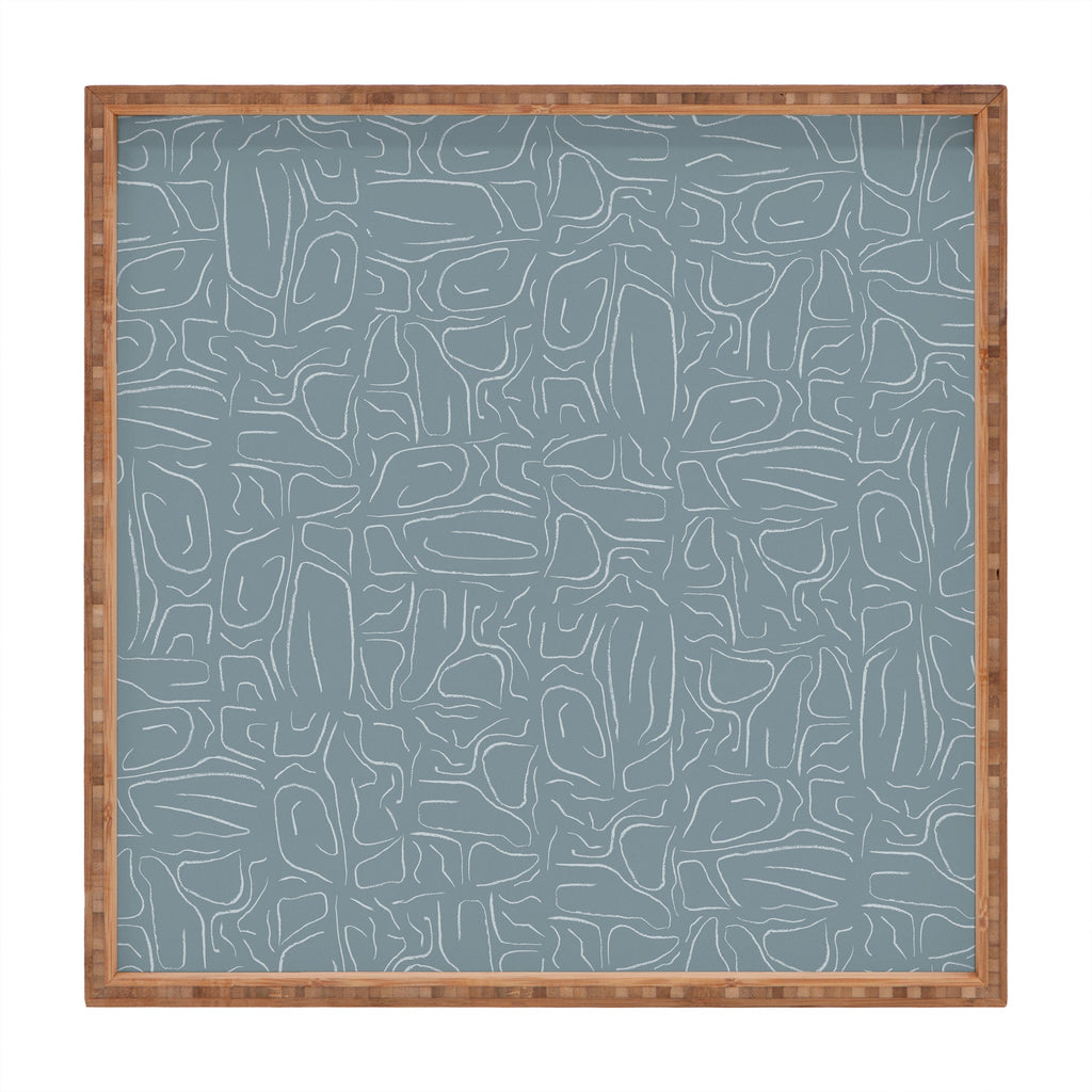 DENY Designs Abstract Lines Blue Square Tray