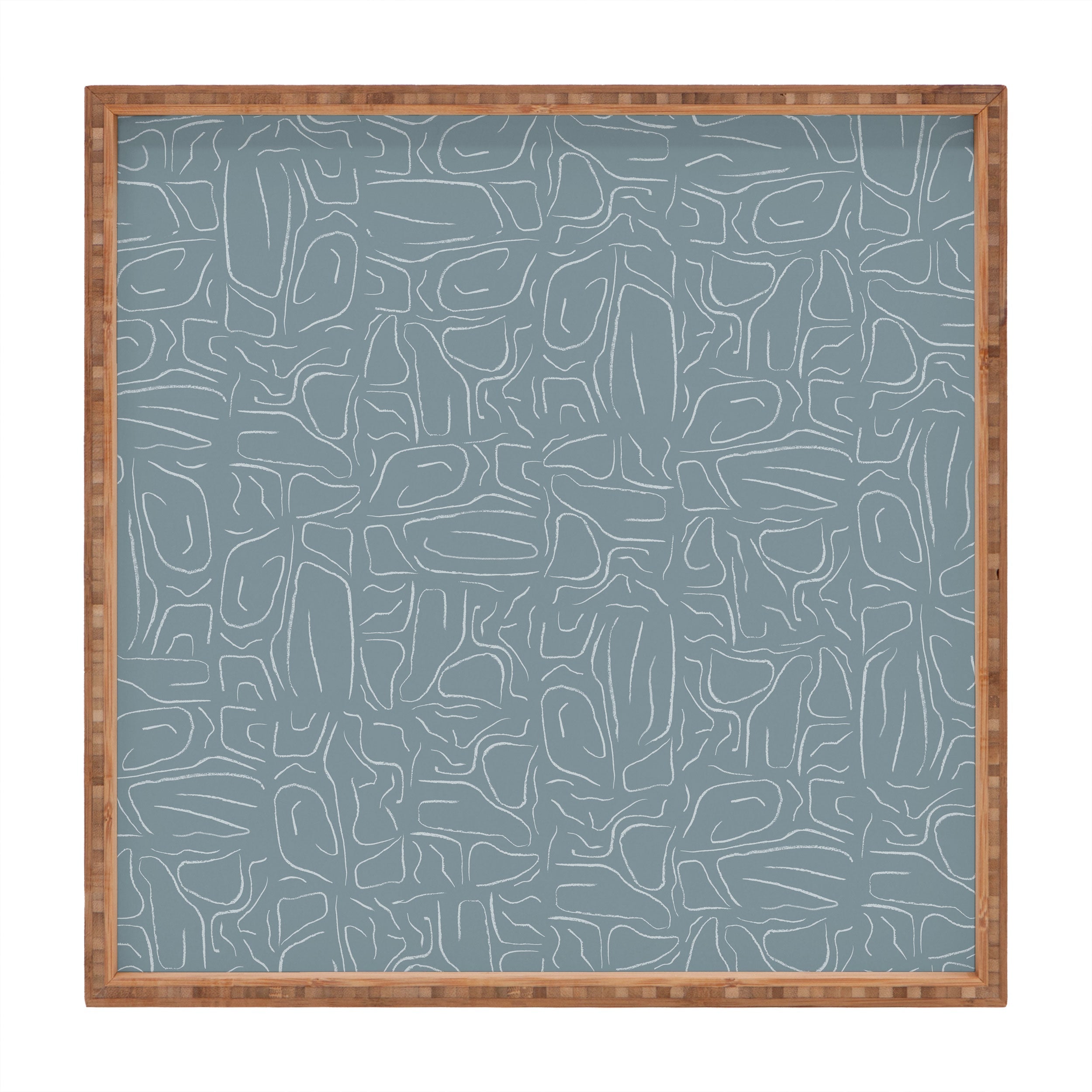 DENY Designs Abstract Lines Blue Square Tray