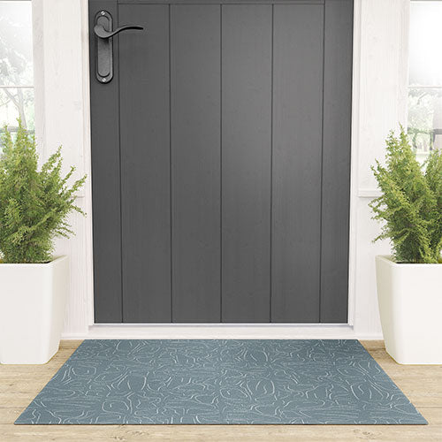 DENY Designs Abstract Lines Blue Welcome Mat