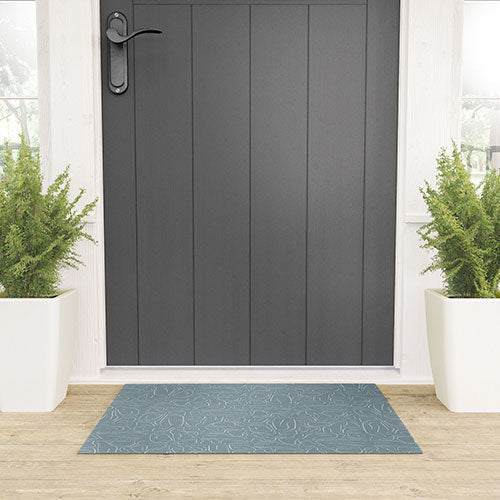 DENY Designs Abstract Lines Blue Welcome Mat