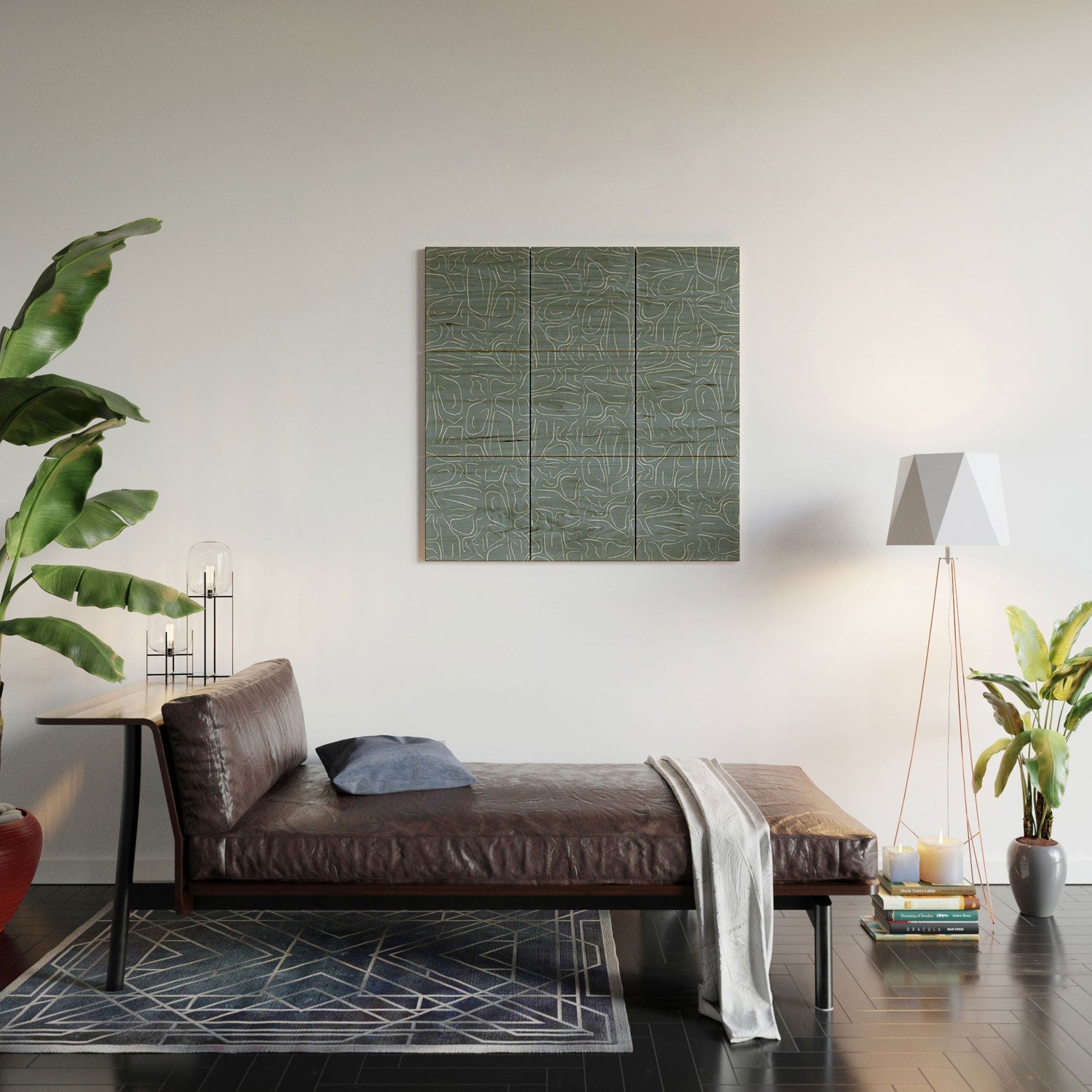 DENY Designs Abstract Lines Blue Wood Wall Mural