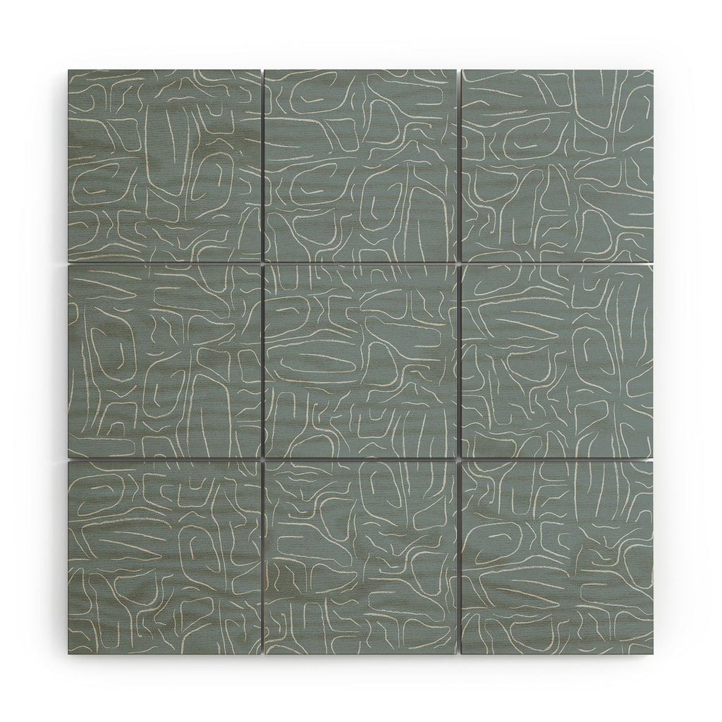 DENY Designs Abstract Lines Blue Wood Wall Mural
