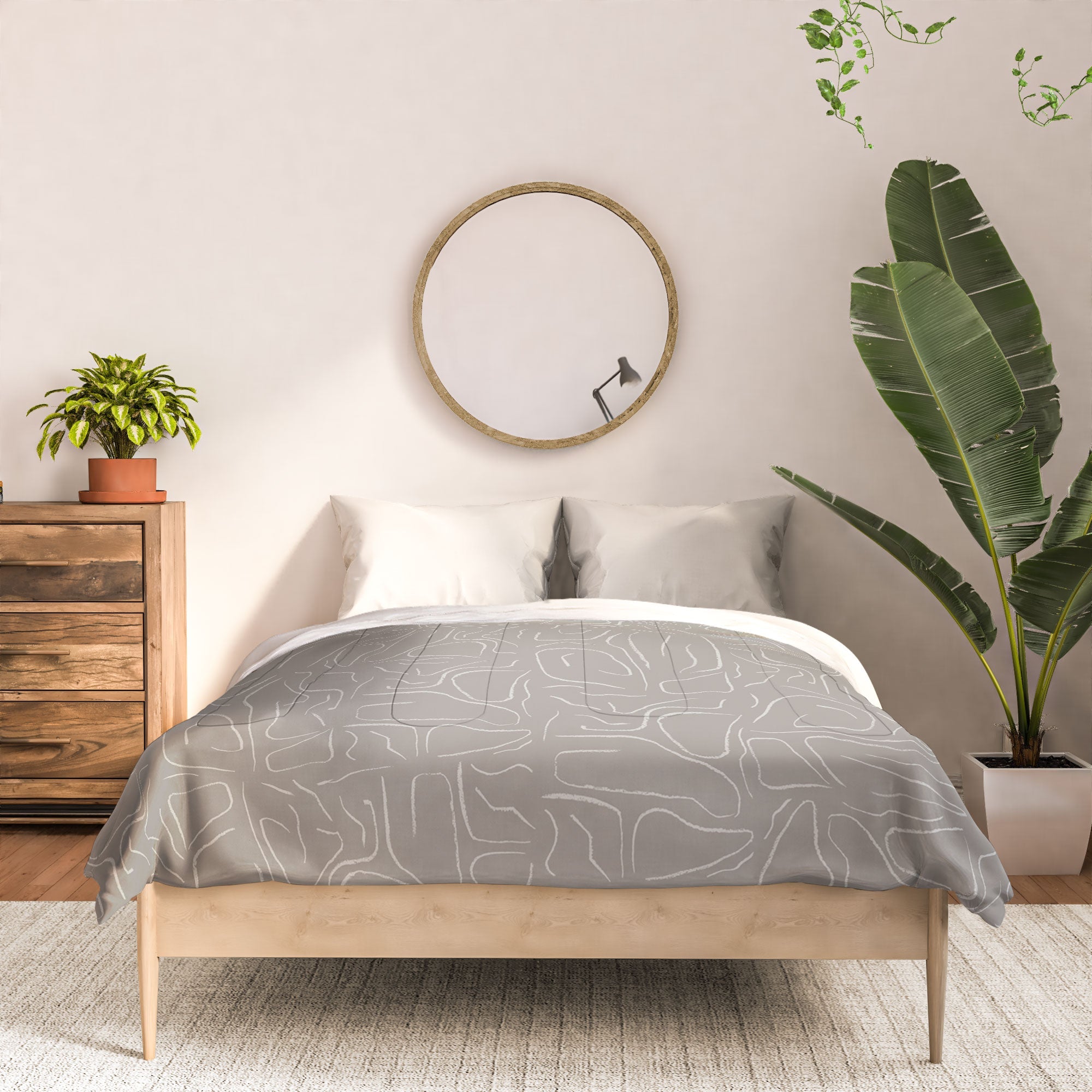 DENY Designs Abstract Lines Light Gray Comforter