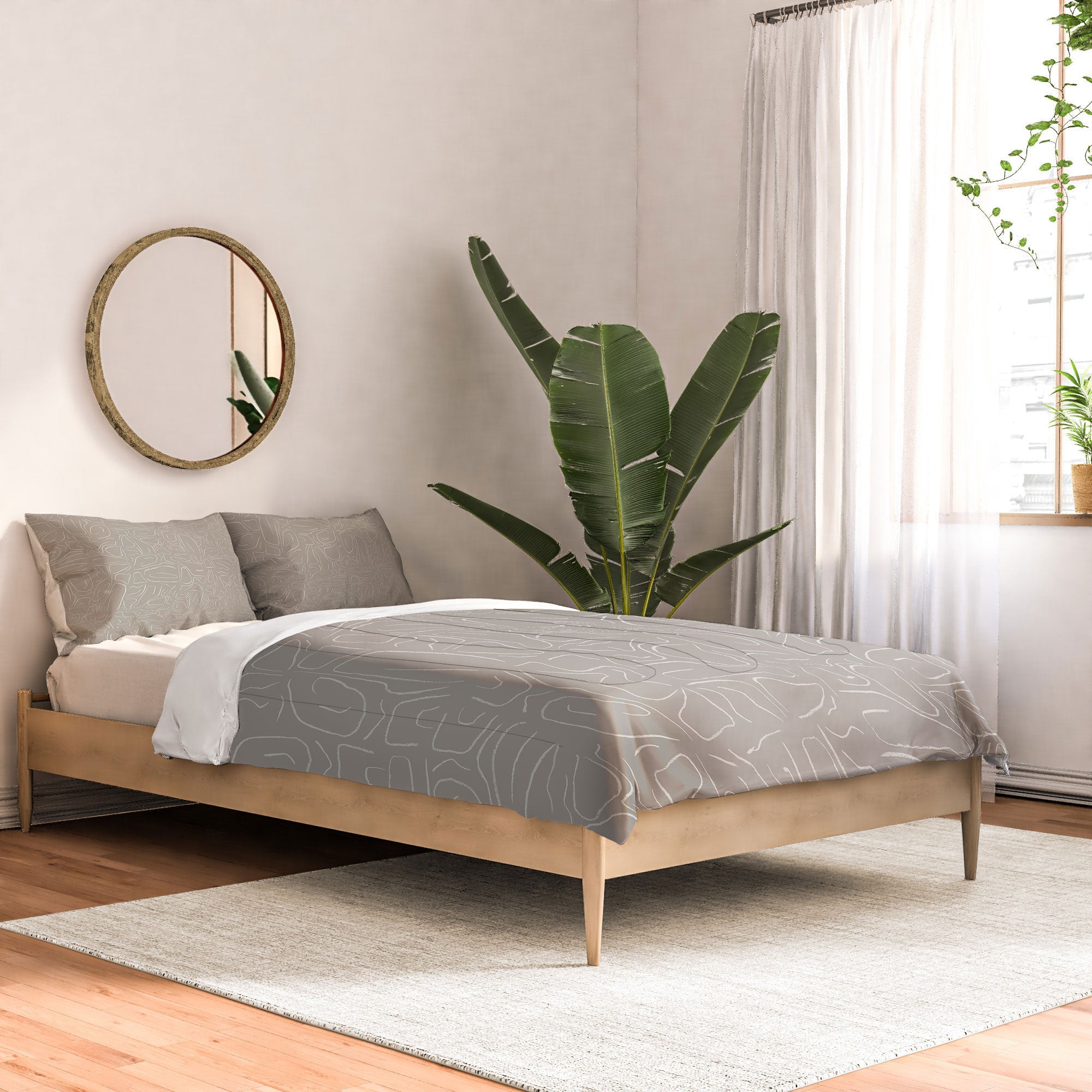DENY Designs Abstract Lines Light Gray Comforter
