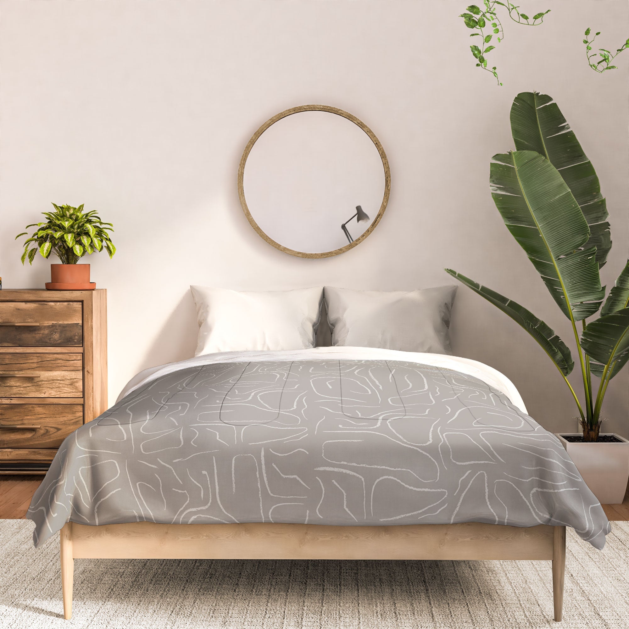 DENY Designs Abstract Lines Light Gray Comforter