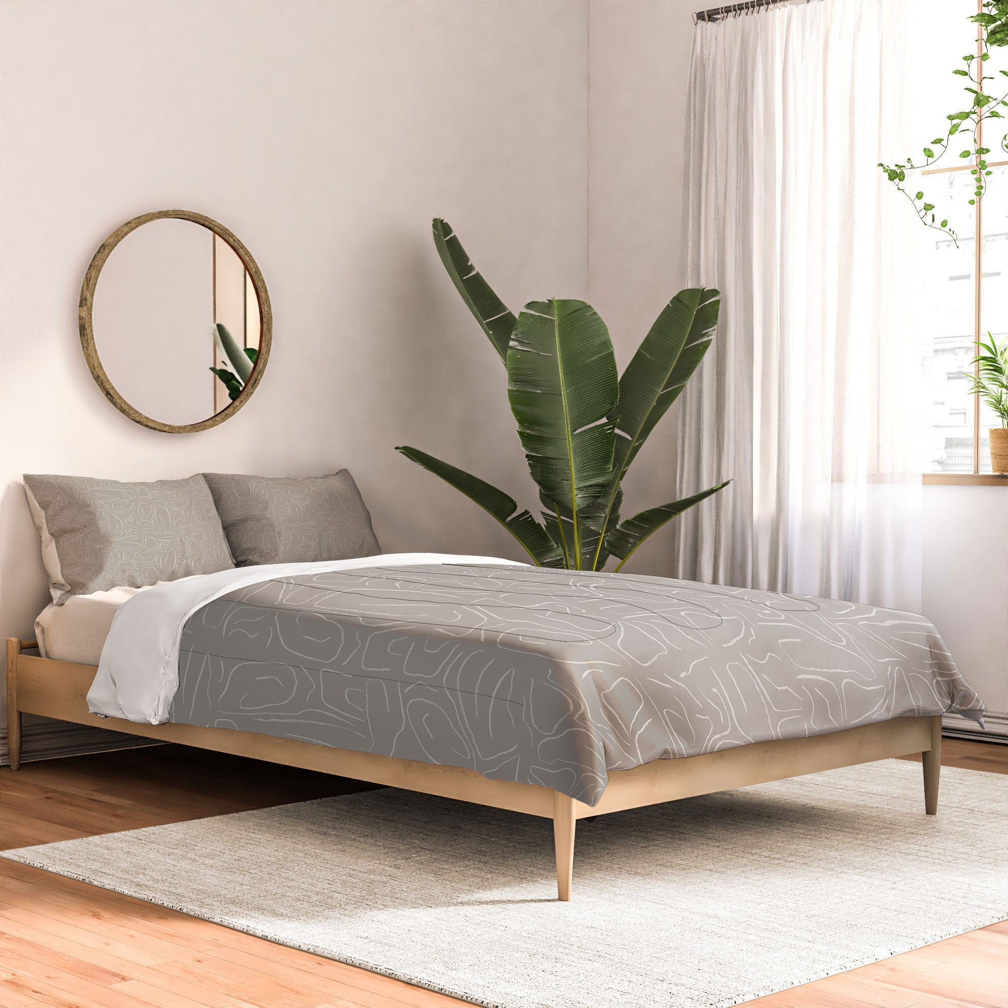 DENY Designs Abstract Lines Light Gray Comforter