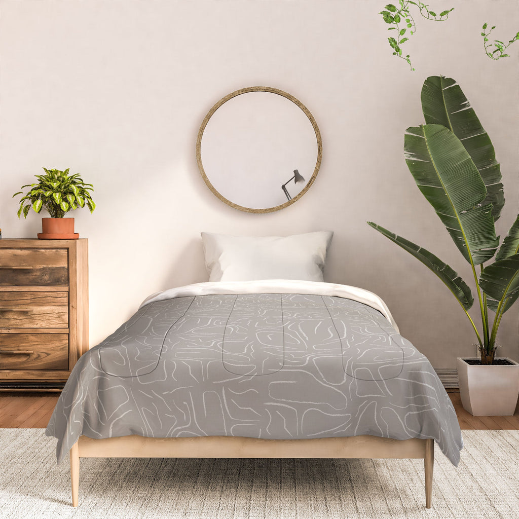 DENY Designs Abstract Lines Light Gray Comforter