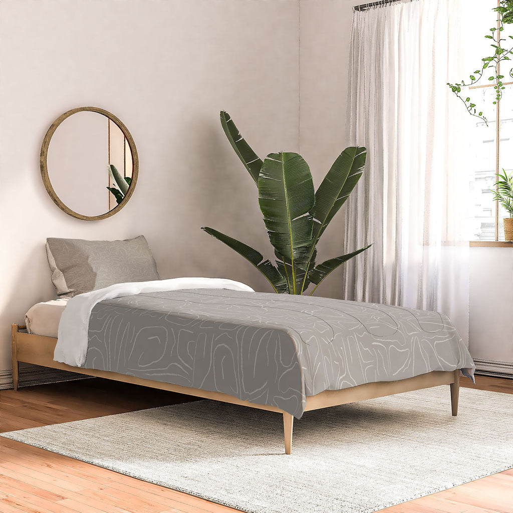 DENY Designs Abstract Lines Light Gray Comforter