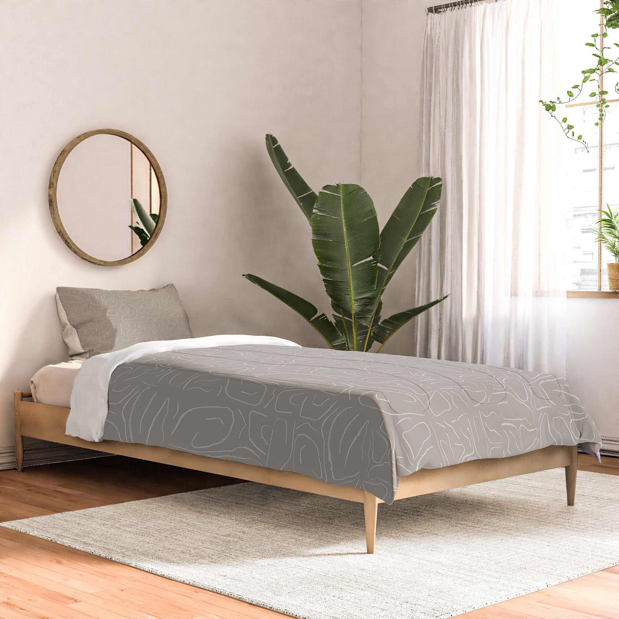 DENY Designs Abstract Lines Light Gray Comforter