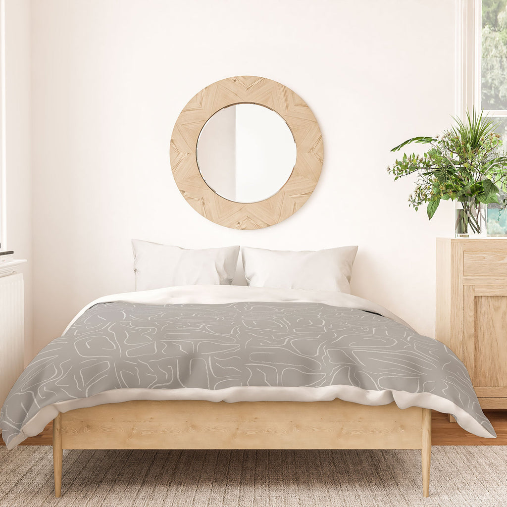 DENY Designs Abstract Lines Light Gray Duvet Cover