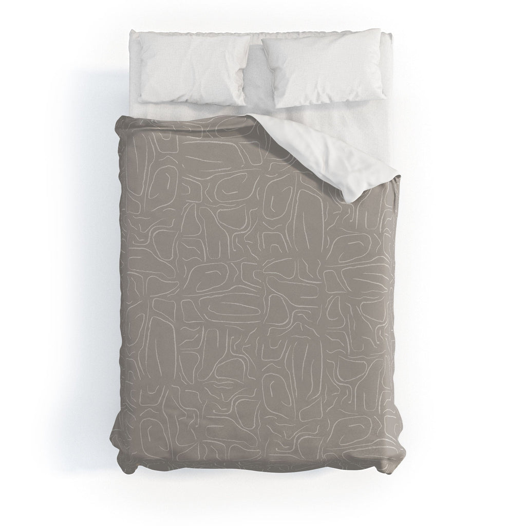 DENY Designs Abstract Lines Light Gray Duvet Cover