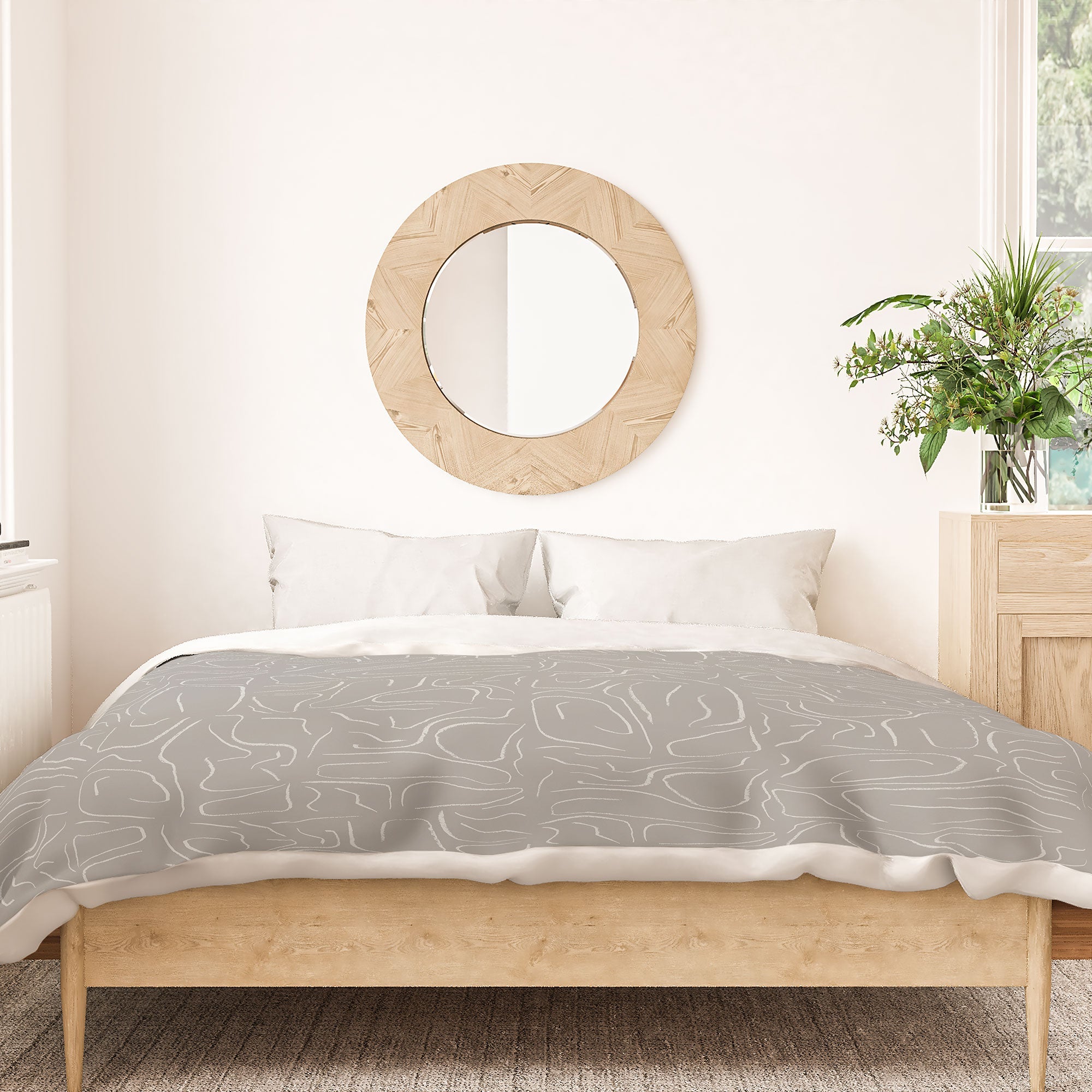 DENY Designs Abstract Lines Light Gray Duvet Cover