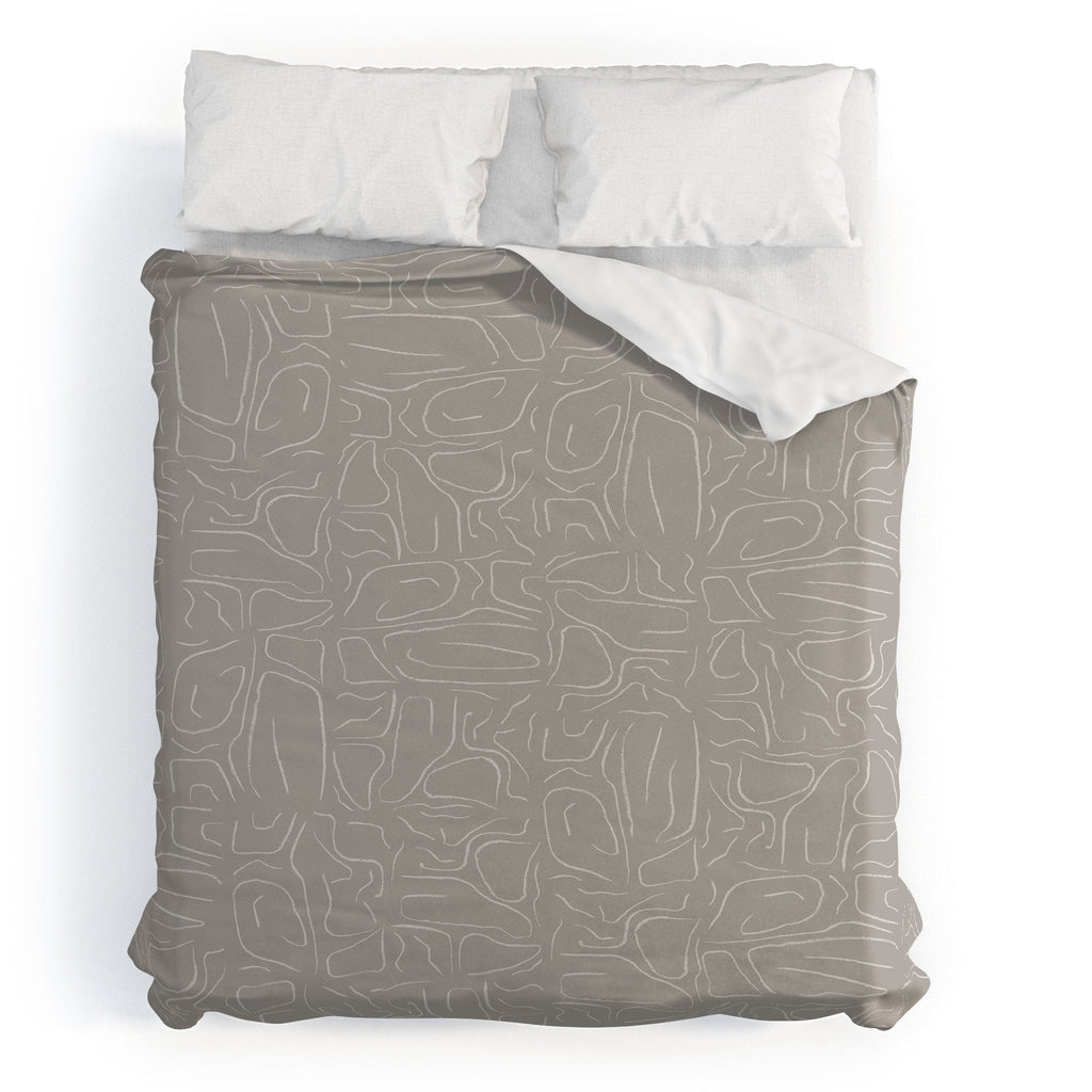 DENY Designs Abstract Lines Light Gray Duvet Cover
