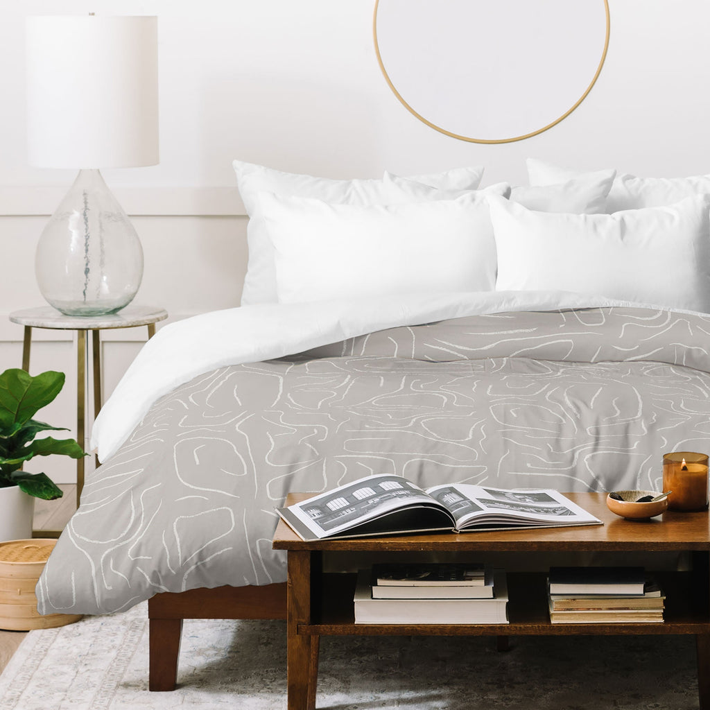 DENY Designs Abstract Lines Light Gray Duvet Cover