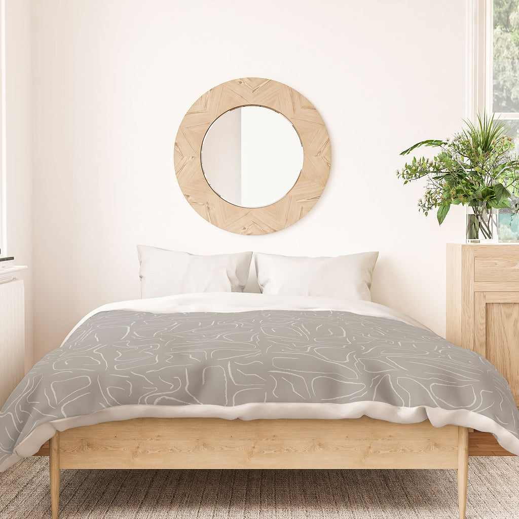 DENY Designs Abstract Lines Light Gray Duvet Cover